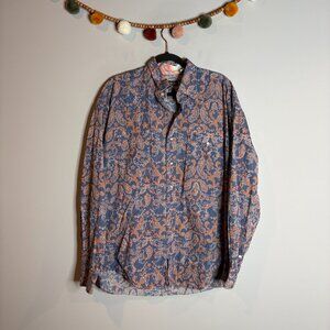 Stetson blue and orange paisley patterned dress shirt